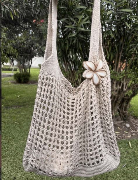 Bolso tipo red tejido color crudo